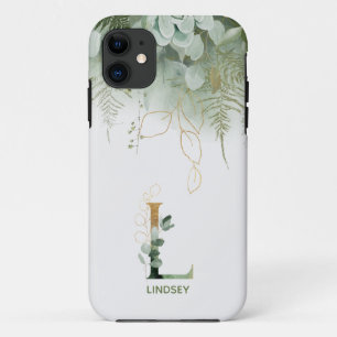 LETTRE Florale VERTE L Coque-Mate coque iphone