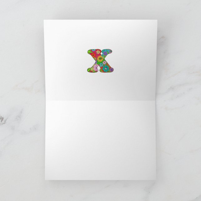Lettre florale X Carte de voeux - Blanc à l'intéri (Intérieur)
