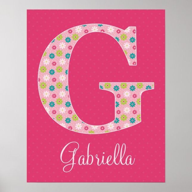 Lettre G Poster initial alphabet pour fille (Devant)