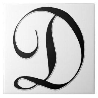 Lettre Geessele D en Carreaux Monogrammes noirs