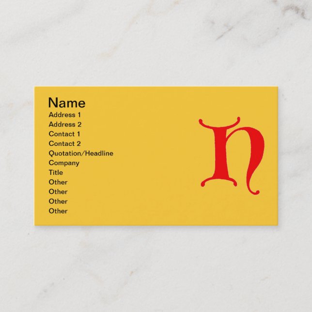 Lettre H Carte de visite (Devant)
