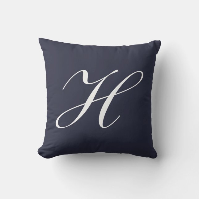 Lettre H Coussin de monogramme bleu de la marine (Recto)
