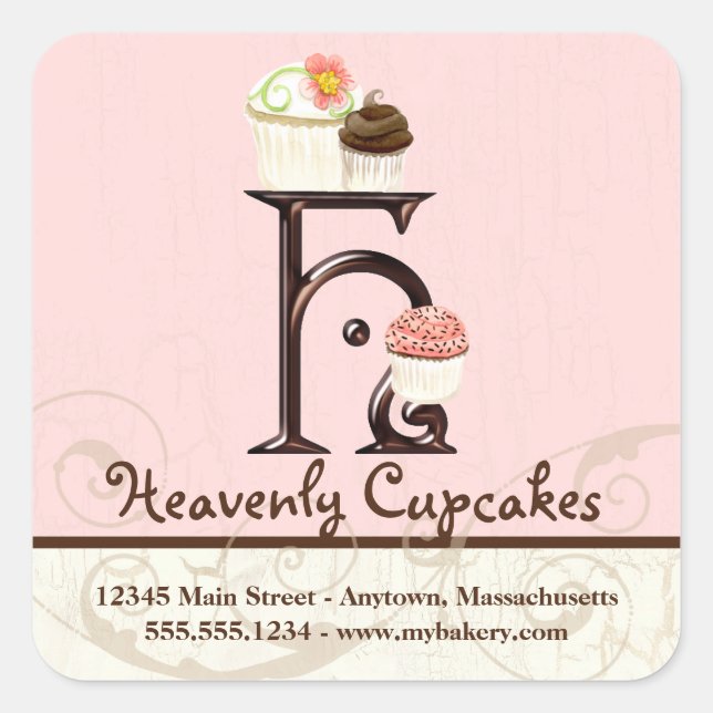 Lettre H Monogram Cupcake Logo Stickers Entreprise (Devant)