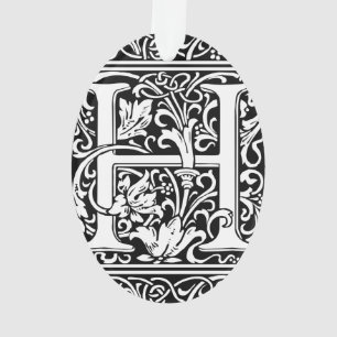 Lettre H Monogramme médiéval Art Nouveau
