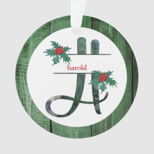 *~* Lettre H PHOTO de Noël Rustique Bois AP44