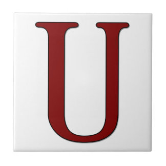 Lettre Helena U en carreaux Monogrammes rouges