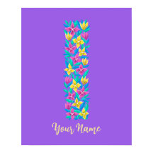 lettre I décoration murale florale personnalisée