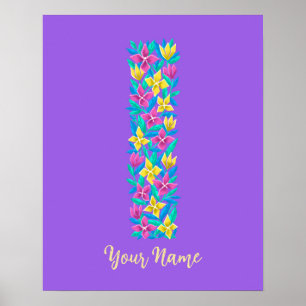 lettre I décoration murale florale personnalisée