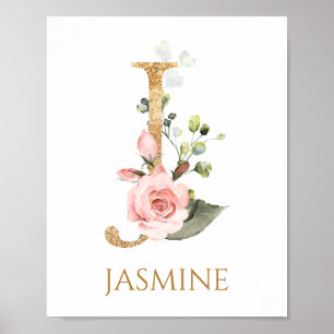 Lettre I Monogram rose rose rose pépinière Poster