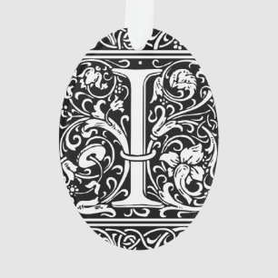 Lettre I Monogramme médiéval Art Nouveau