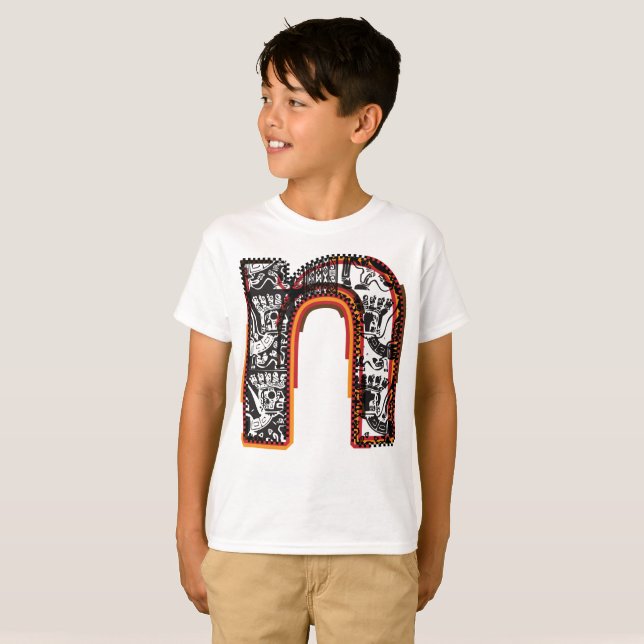 Lettre inca N T-shirt Lettrant Artistique (Devant entier)