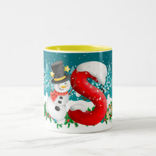 Lettre initiale de Noël Snowman Monogram Mug