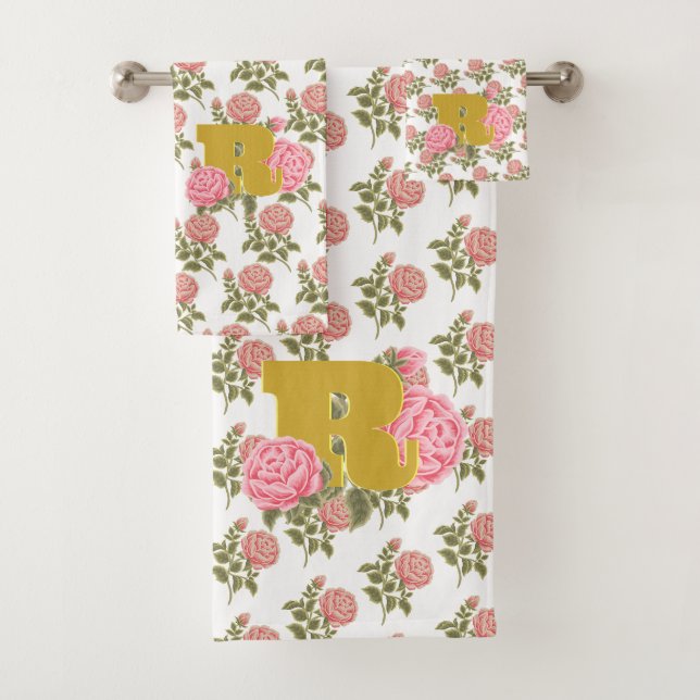 Lettre initiale du Rose floral Monogramme Nom Coup (En situation)
