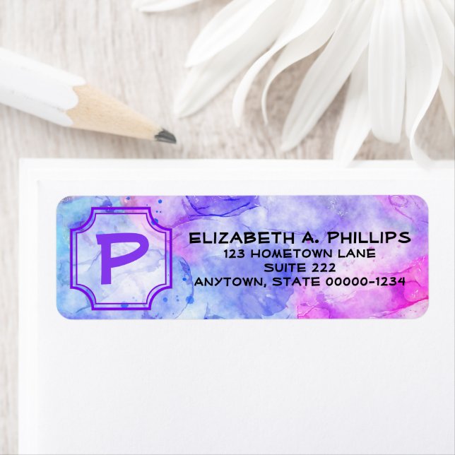 Lettre initiale Monogramme sur pastel aquarelle (En situation)