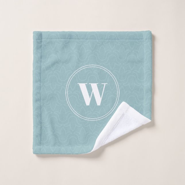 Lettre initiale personnalisée monogramme bleu clai (Gant de toilette)
