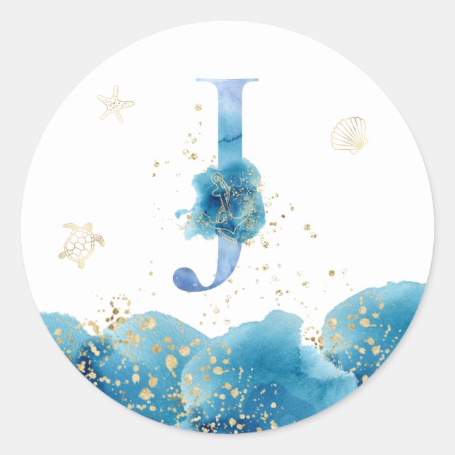 *~* LETTRE J - Autocollant d'enveloppe Sea Ocean B (Devant)