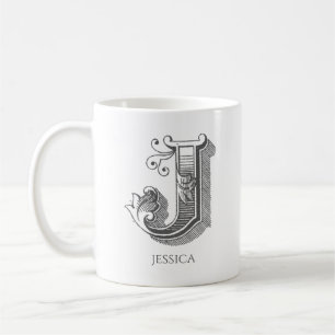 Lettre J Monogramme Nom moderne Café Mug