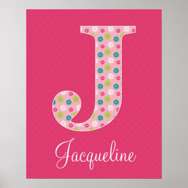 Lettre J Poster initial alphabet pour fille (Devant)