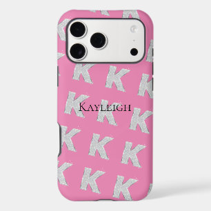 Lettre K argent rose