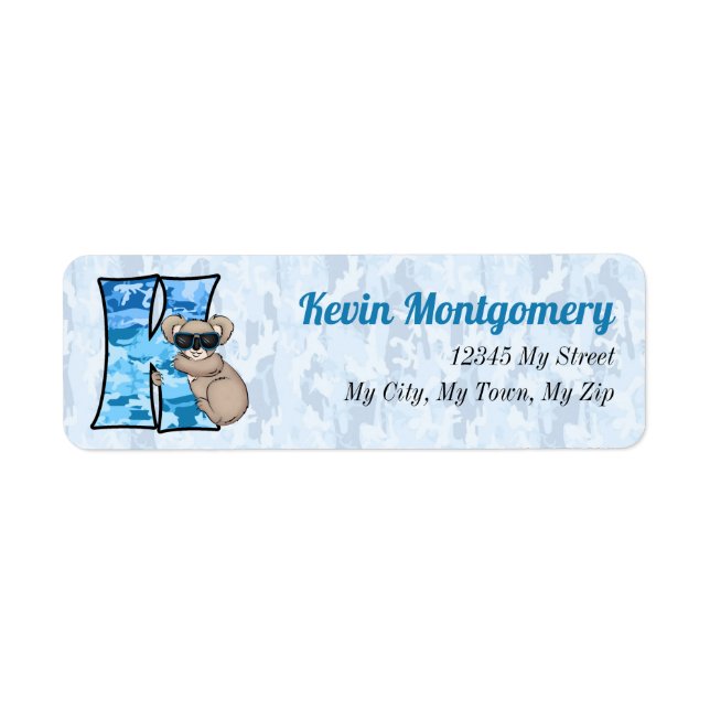 LETTRE K MONOGRAPHIQUE KID's Blue Koala (Devant)