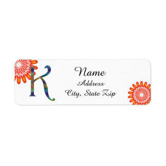 Lettre K mosaïque en orange vif floral