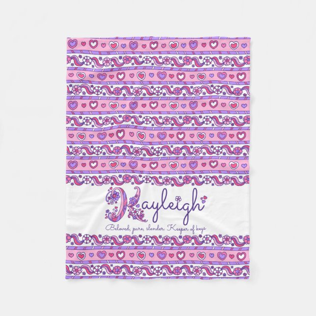 Lettre K nom signifiant couverture d'art rose Kayl (Devant)