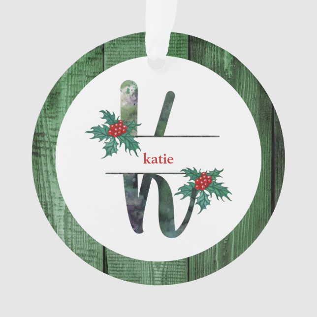 *~* Lettre K Rustic Christmas PHOTO Wood AP44 (devant)