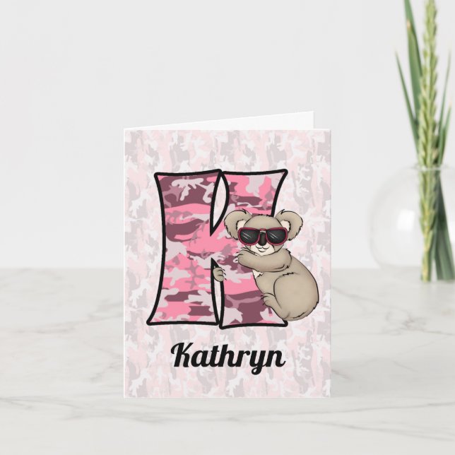 LETTRE KID's Pink Koala Monogram K Blank (Devant)