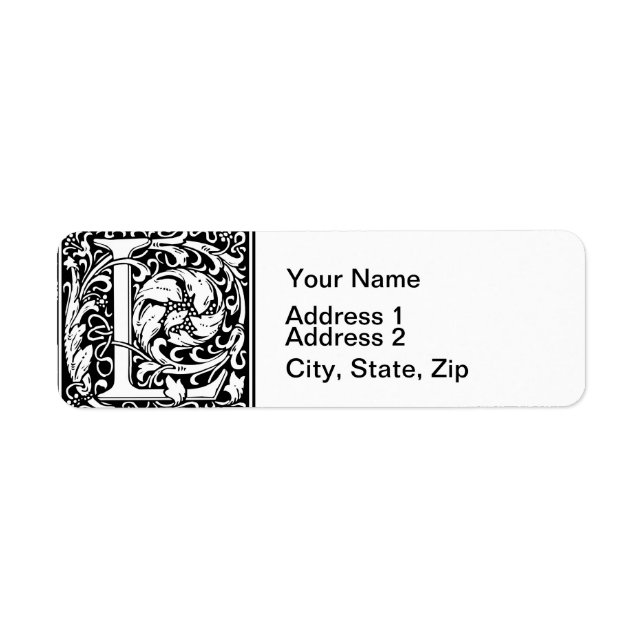 Lettre L Monogramme médiéval Art Nouveau (Devant)