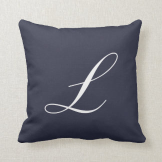 Lettre L Navy Coussin de monogramme bleu