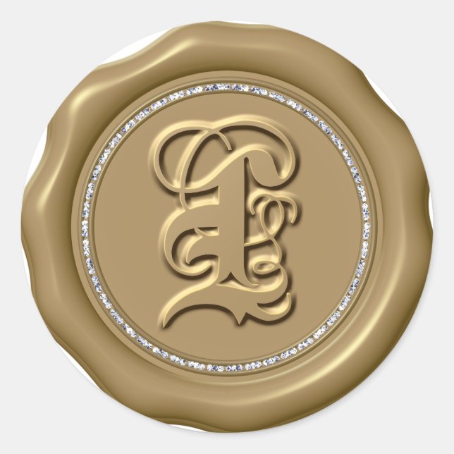 *~* Lettre L Stickers Cercle Diamond cire d'or (Devant)