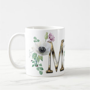 Lettre M aux fleurs élégantes Café Mug
