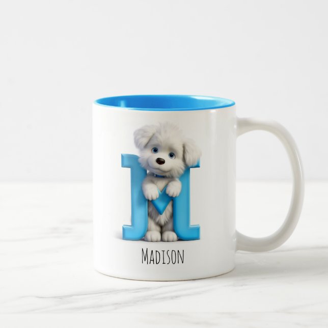 Lettre M Chien Alphabet Monogramme Café Mug (Droit)