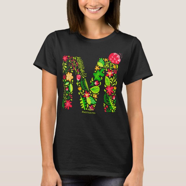Lettre M en T-shirt Fleurs (Devant)