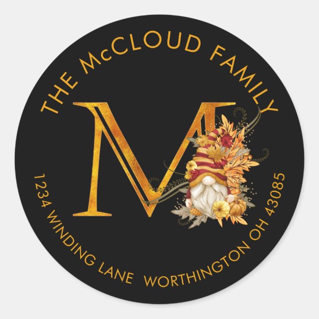 LETTRE M Étiquette de adresse MONOGRAPHE MOYENNE D (Devant)