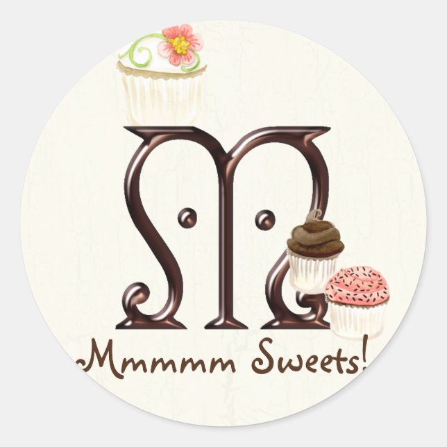 Lettre M Monogram Cupcake Logo Autocollants d'affa (Devant)