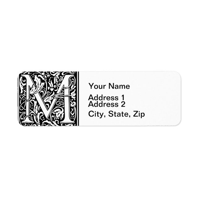 Lettre M Monogramme médiéval Art Nouveau (Devant)