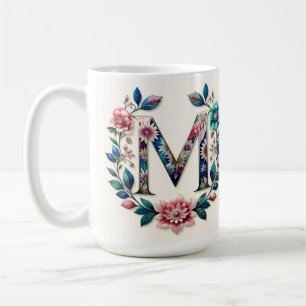 Lettre M Mug de café - Design floral pour le don