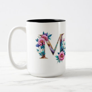 Lettre M Mug de café - Design floral pour le don