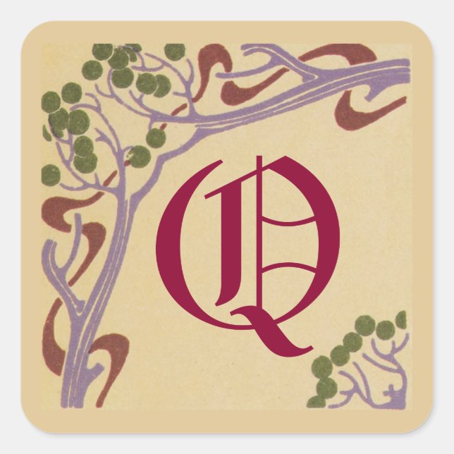 LETTRE MAJUSCULE Q Stickers Art Nouveau par Janz (Devant)