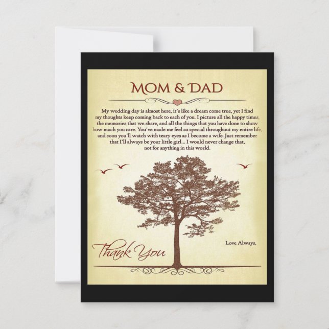 Lettre Merci À Maman Et À Papa De La Famille (Devant)