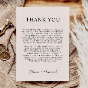 Lettre Merci Sage Boho, menu Note Napkin