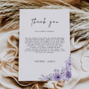Lettre Merci violet, menu Note de Naples