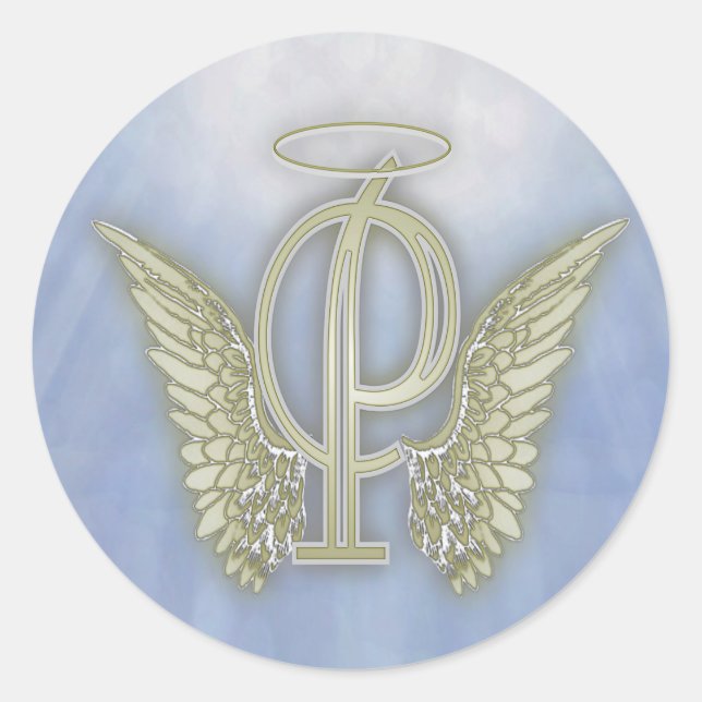 Lettre monogramme Angel Sticker rond PClassic (Devant)