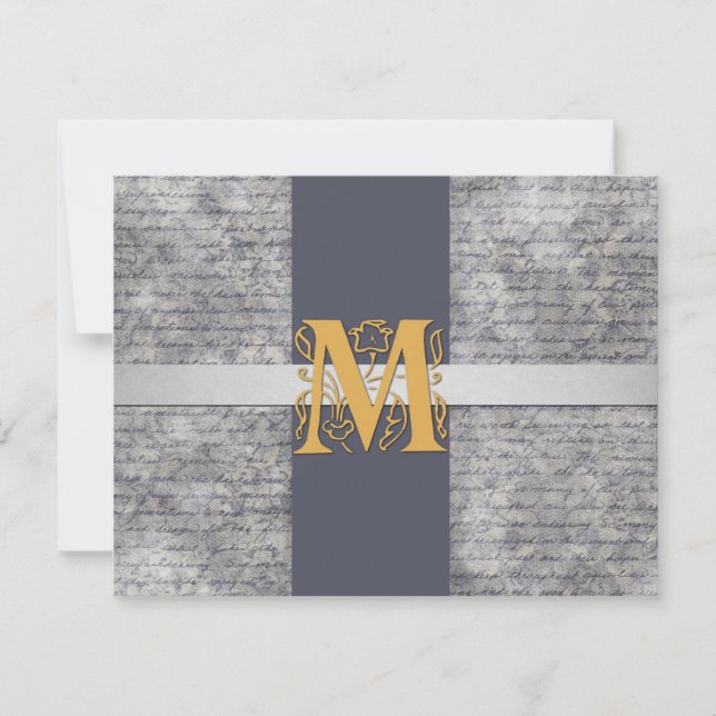 LETTRE MONOGRAMME D'OR GRECQUE M CARTES DE NOTES P (Devant)