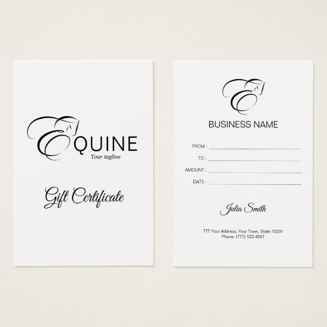 Lettre monogramme E Horse (Devant & derrière)