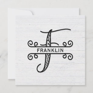 Lettre monogramme F avec carte de note de nom de f