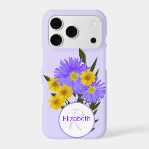 Lettre Monogramme Fleurs Sauvages Violettes et Jau