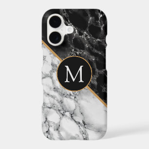 Lettre Monogramme Marbre Noir Blanc Personnalisée
