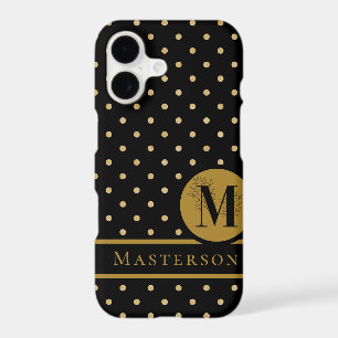 Lettre Monogramme noir & or "R" avec nom